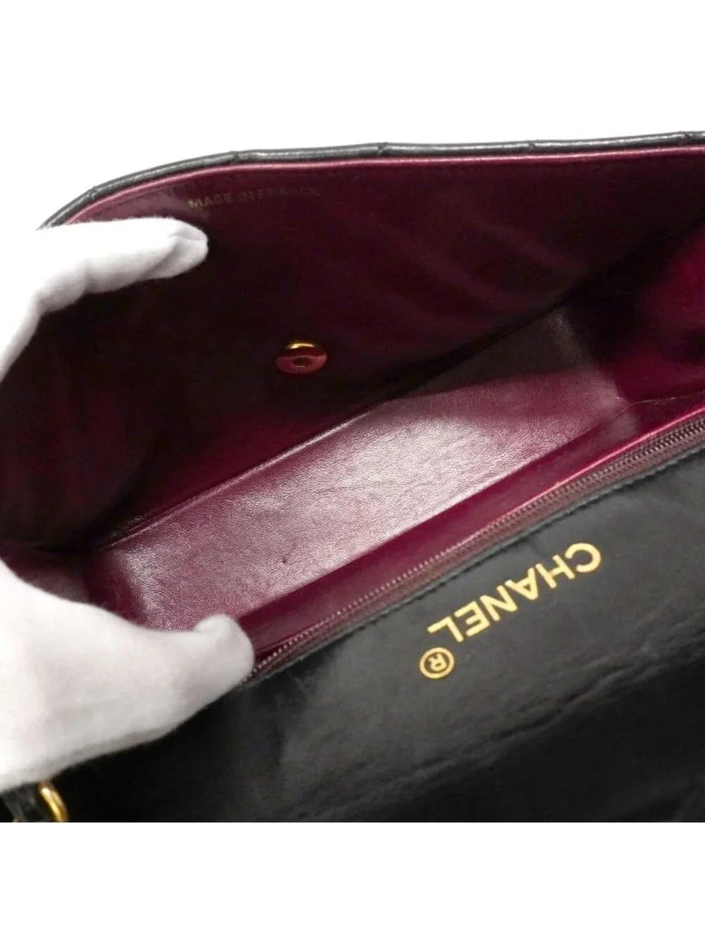 Chanel Shoulder Bag Quilted Lambskin Black Gold
